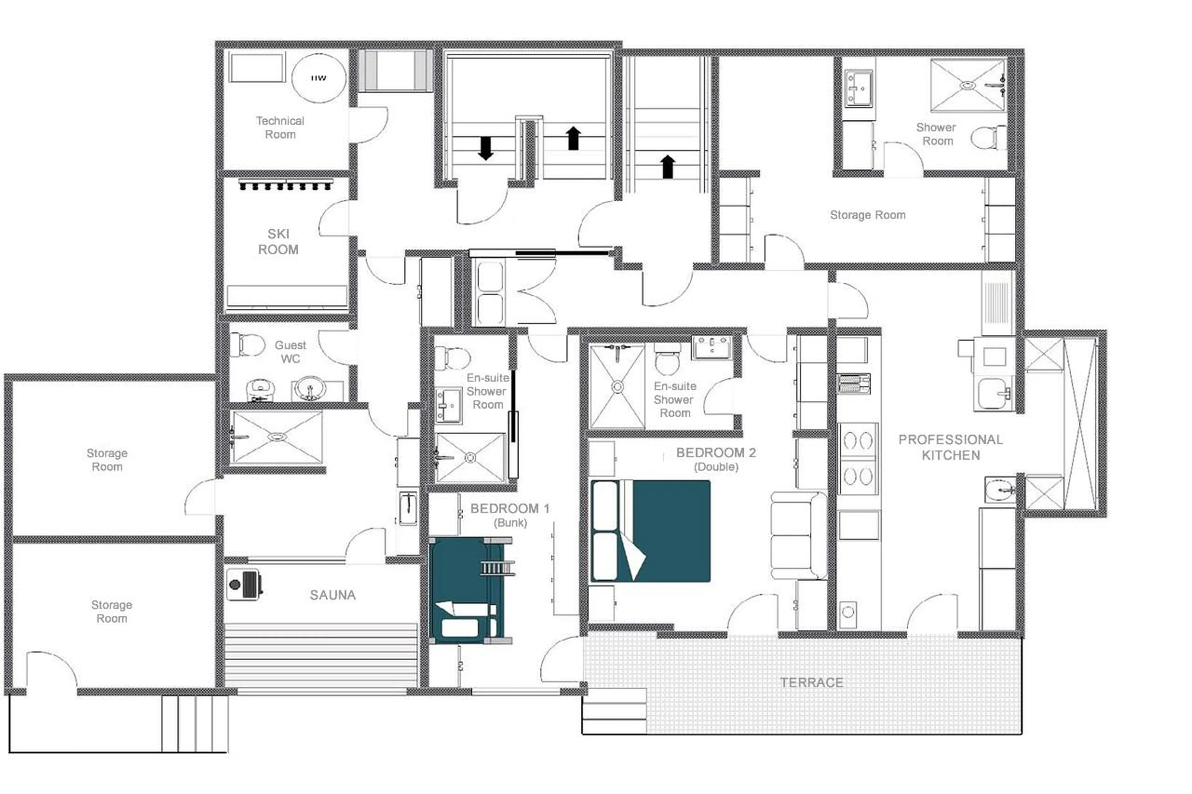 Level -1 floor plan of Villa Villekulla in St Anton
