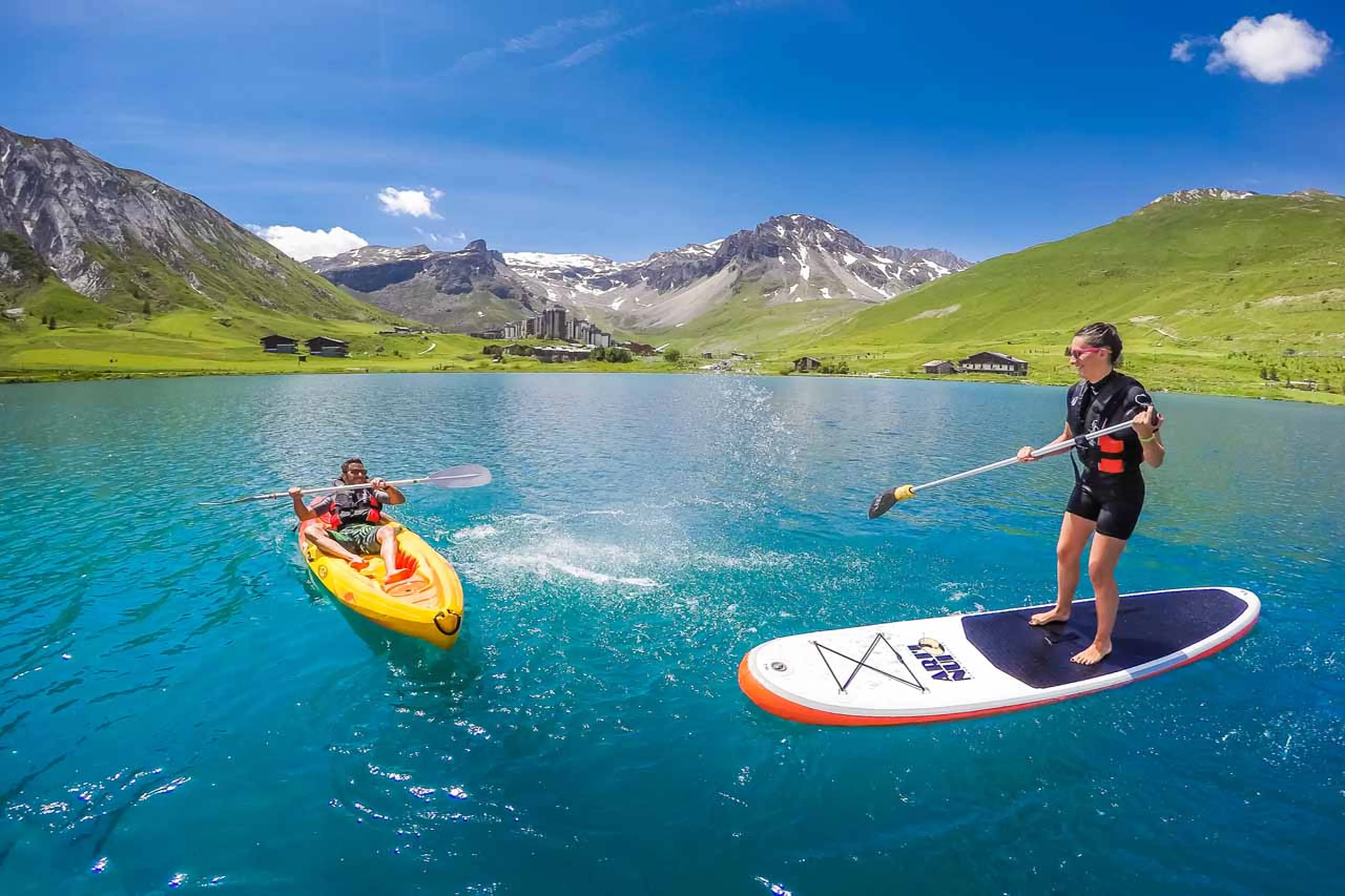 Paddle boarding in Tignes in summer
