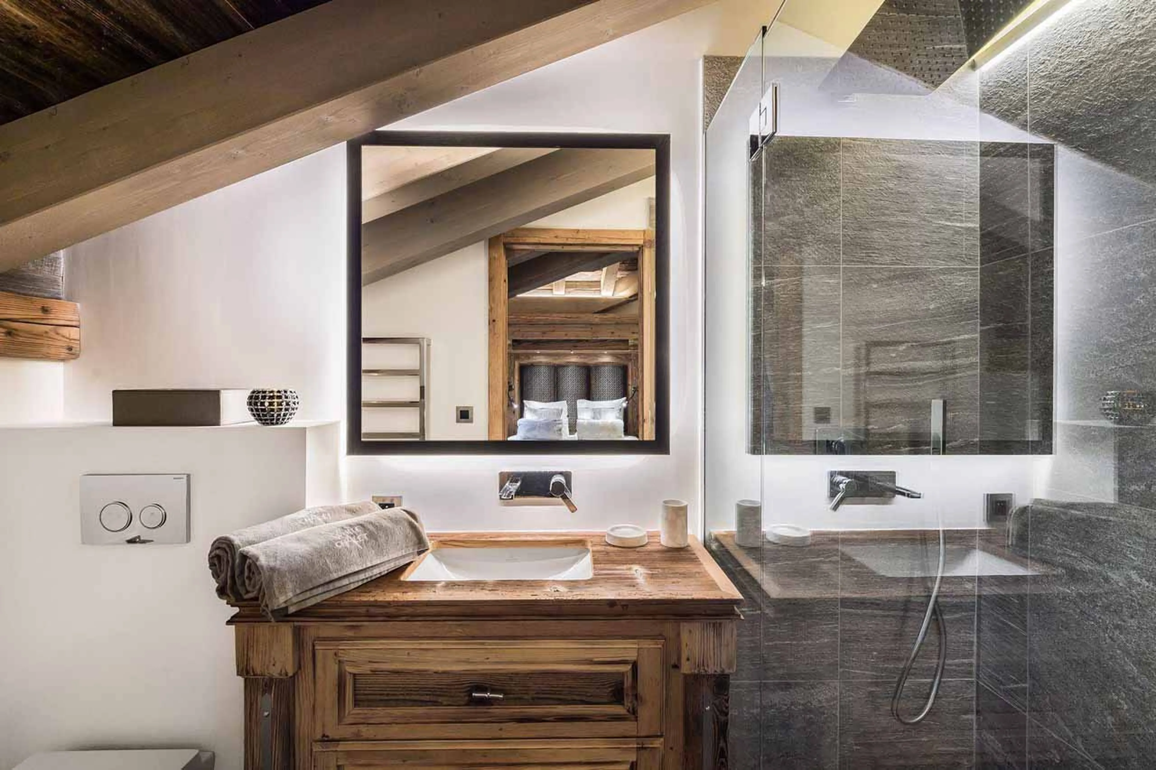Shower room at White Chalet in Courchevel Le Praz