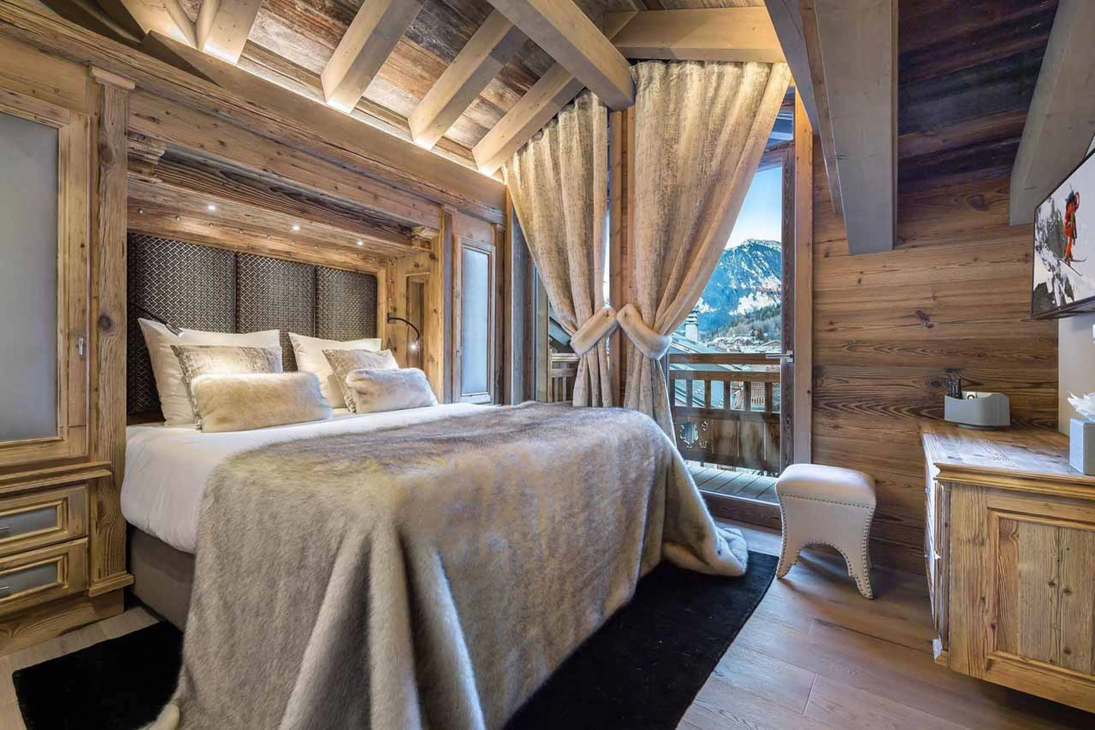 Bedroom two at White Chalet in Courchevel Le Praz