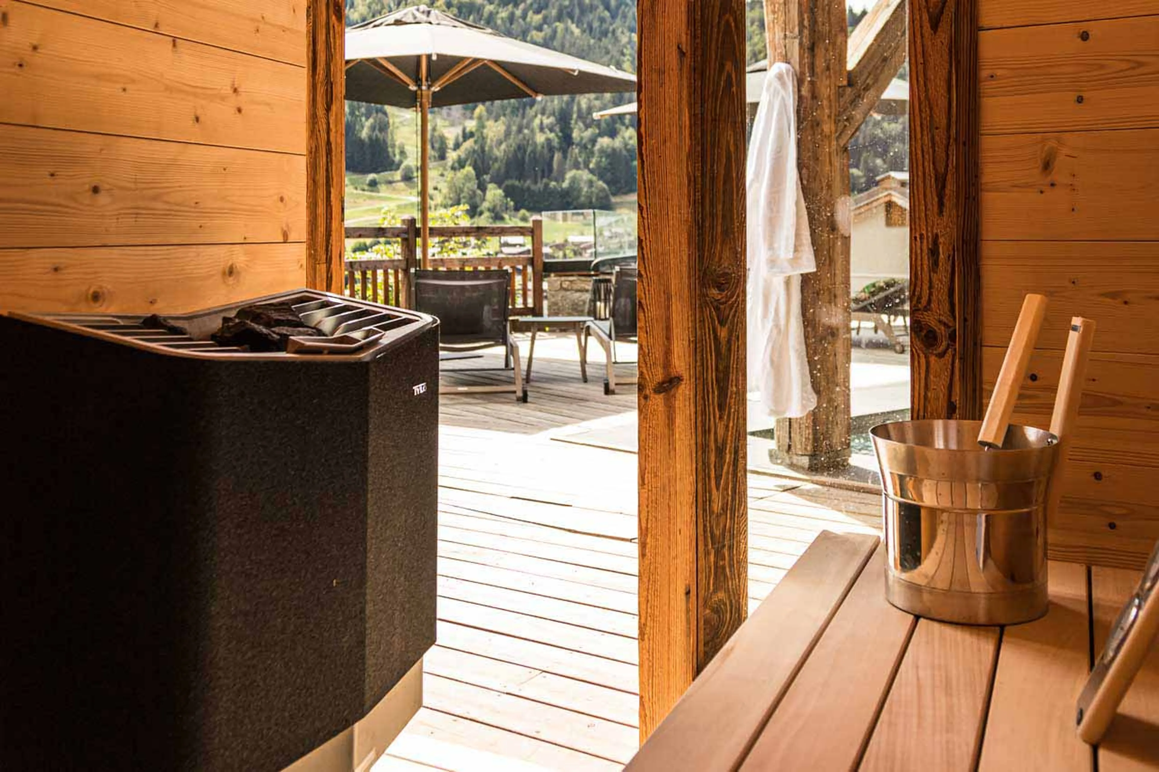 Views from the sauna at ZEMS Lodge in Morzine