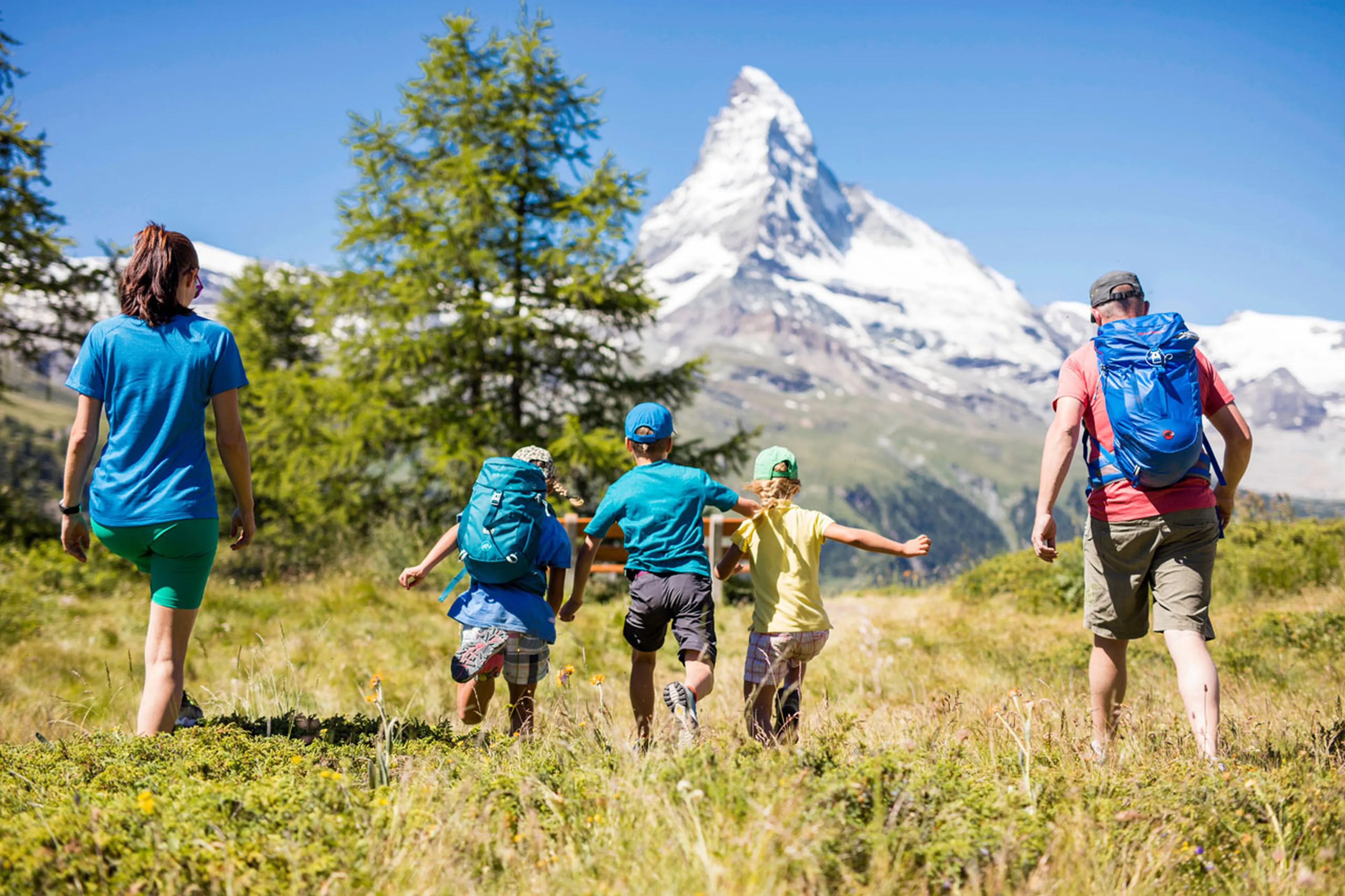 Family enjoying summer in Zermatt