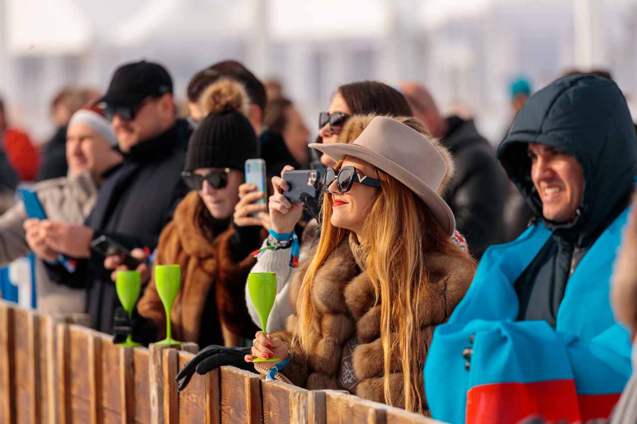 Spectators watching Snow Polo St Moritz